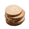 Stack of natural wood slices with bark edges