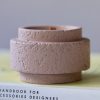 Handcrafted Pink Textured Ceramic Candle with Wooden Wick