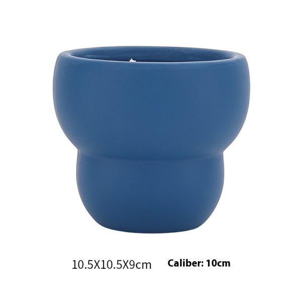 Blue Ceramic Candle Holder with Dimensions