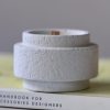 Handcrafted White Textured Ceramic Candle with Wooden Wick