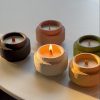 Handcrafted Colorful Textured Ceramic Candles with Wooden Wicks