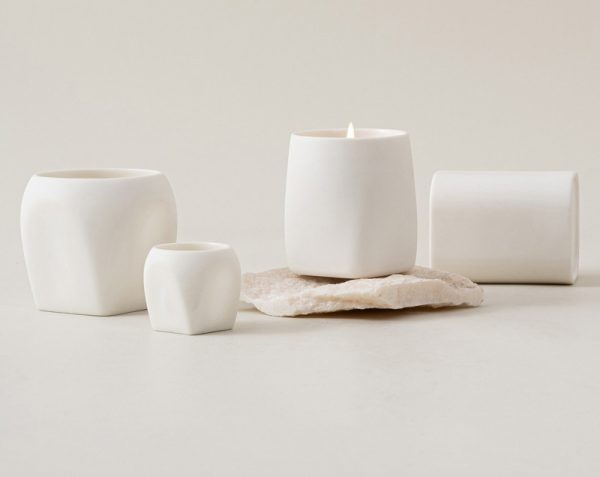 Minimalist White Ceramic Candle