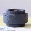 Handcrafted Black Textured Ceramic Candle with Wooden Wick